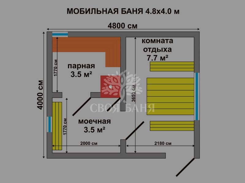 Модульная Баня 4.8x4 м